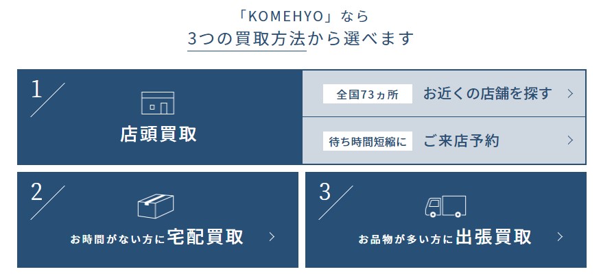 コメ兵買取体験　コメ兵の買取方法は3種類！色々な方法でブランド品を売ろう