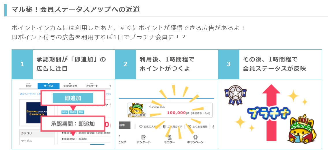 入会キャンペーン一覧　ポイントインカムのランクアップキャンペーン（2022年11月）即追加広告を利用しよう