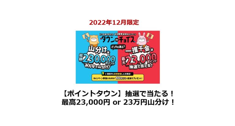 2022年12月　タウンdeチョイスキャンペーンで豪華ポイントを当てよう！