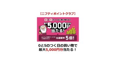 【ニフティポイントクラブ】0と5のつく日の買い物で最大5,000円分当たる！