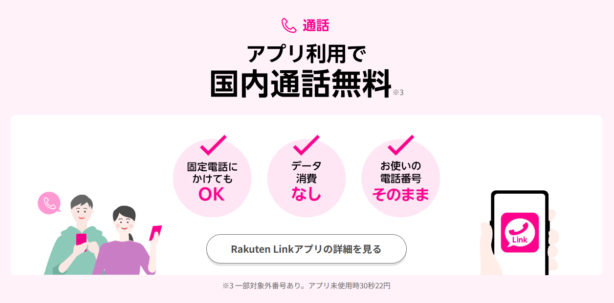 楽天モバイル　Rakuten最強プラン　国内通話無料