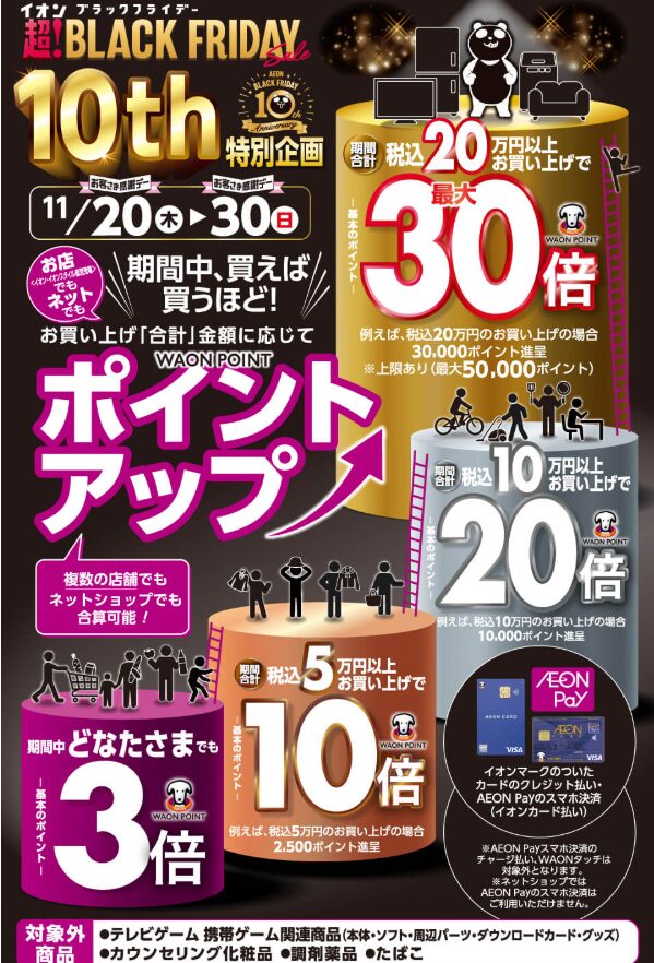 イオンブラックフライデー2025 買うほどポイントアップ