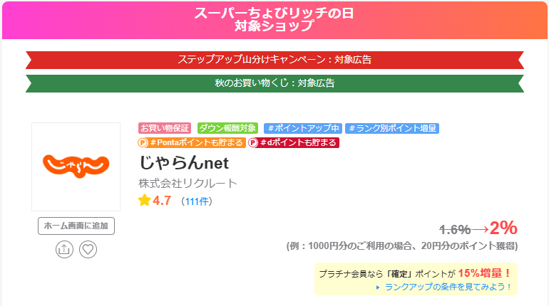 スーパーちょびリッチの日（202509）じゃらんnet