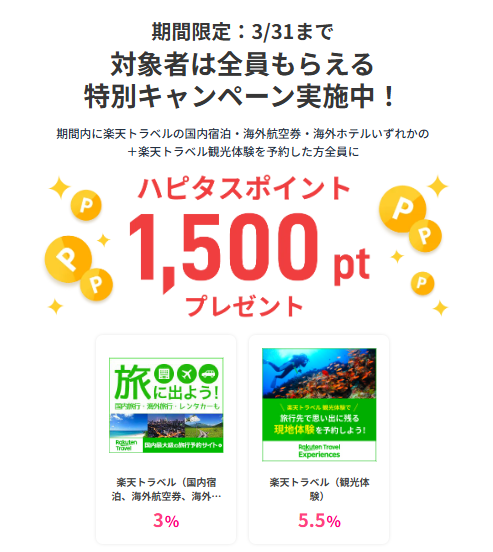 ハピタス　楽天トラベルCP（202603）特典