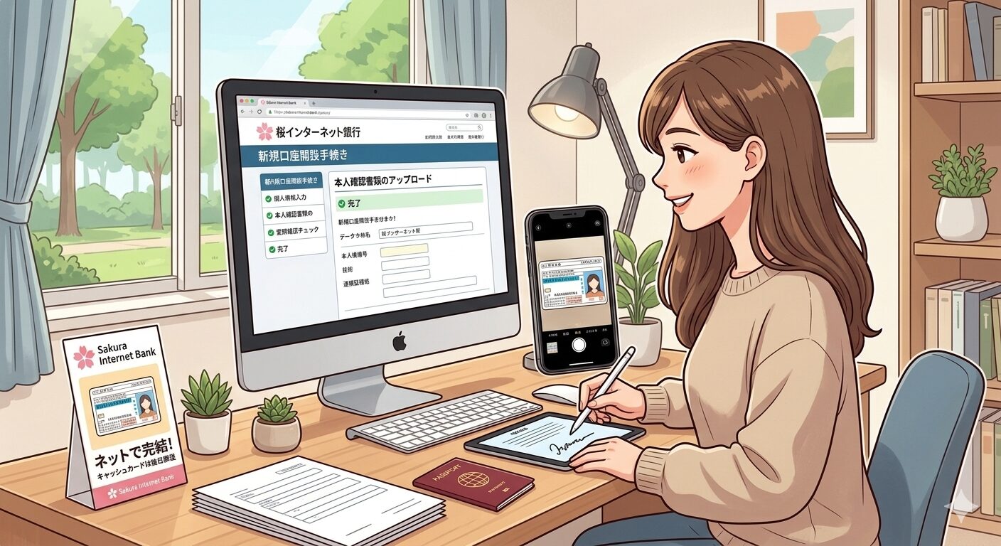 ネット銀行口座開設のイラスト