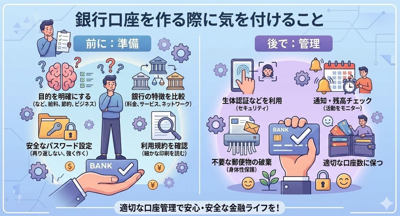 銀行口座を作る際の注意点