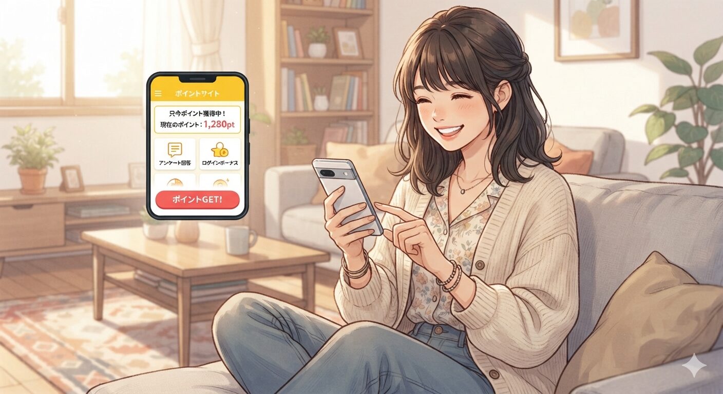 ポイ活している若い女性