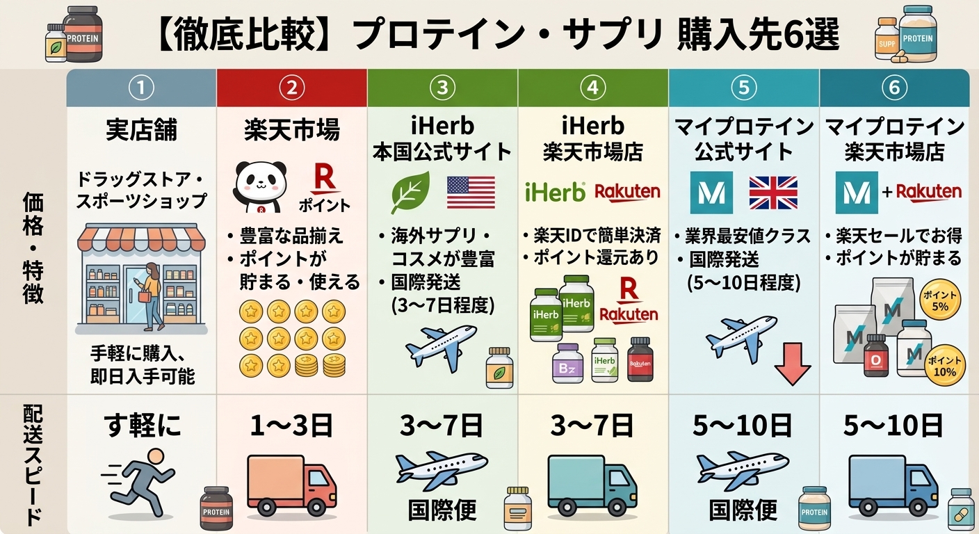 プロテイン・サプリメント対比表